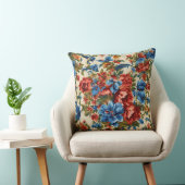 赤イタリアンと青の緑豊かな離れ花 クッション (椅子)