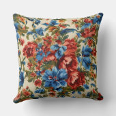 赤イタリアンと青の緑豊かな離れ花 クッション (裏面)