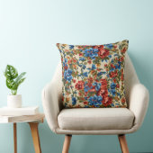 赤イタリアンと青の緑豊かな離れ花 クッション (椅子)
