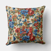 赤イタリアンと青の緑豊かな離れ花 クッション (裏面)