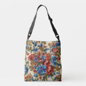 赤イタリアンと青の緑豊かな離れ花 クロスボディバッグ (裏面)