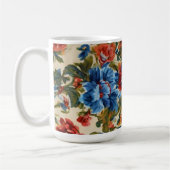 赤イタリアンと青の緑豊かな離れ花 コーヒーマグカップ (左)