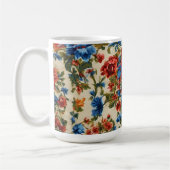 赤イタリアンと青の緑豊かな離れ花 コーヒーマグカップ (左)
