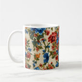 赤イタリアンと青の緑豊かな離れ花 コーヒーマグカップ (左)