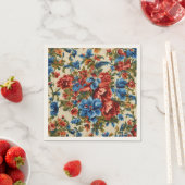 赤イタリアンと青の緑豊かな離れ花 スタンダードカクテルナプキン (インサイチュ)