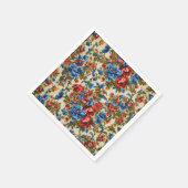 赤イタリアンと青の緑豊かな離れ花 スタンダードカクテルナプキン (角)