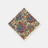 赤イタリアンと青の緑豊かな離れ花 スタンダードカクテルナプキン (角)