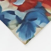 赤イタリアンと青の緑豊かな離れ花 フリースブランケット (角)