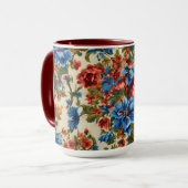赤イタリアンと青の緑豊かな離れ花 マグカップ (正面左)