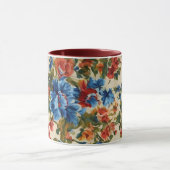 赤イタリアンと青の緑豊かな離れ花 マグカップ (中央)
