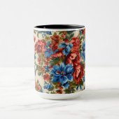 赤イタリアンと青の緑豊かな離れ花 マグカップ (中央)