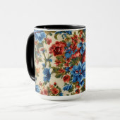 赤イタリアンと青の緑豊かな離れ花 マグカップ (正面左)