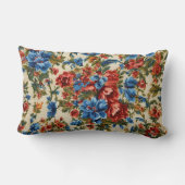 赤イタリアンと青の緑豊かな離れ花 ランバークッション (裏面)