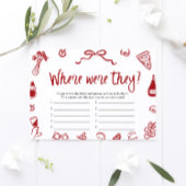 赤イタリアンどこにいたの？ ブライダルシャワーゲーム 招待状