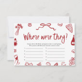 赤イタリアンどこにいたの？ ブライダルシャワーゲーム 招待状 (正面)