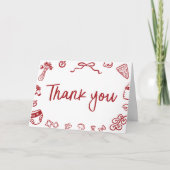 赤イタリアン手引き赤ちゃんシャワーサンキューカード サンキューカード (正面)