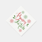 赤イタリアン緑のメリークリスマス スタンダードカクテルナプキン (角)