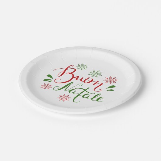 赤イタリアン緑のメリークリスマス ペーパープレート (アングル)