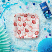 赤イチゴとピンクの風船かわいエレガントい ペーパープレート (パーティー)