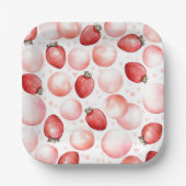 赤イチゴとピンクの風船かわいエレガントい ペーパープレート (正面)