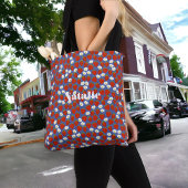 赤イチゴと海軍の白い開花 トートバッグ