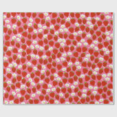 赤イチゴと白い花ピンクと白 ラッピングペーパー (フラット)