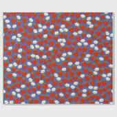 赤イチゴと白い花海軍と白 ラッピングペーパー (フラット)