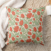 赤イチゴと緑離れの模様 クッション (ブランケット)