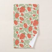 赤イチゴと緑離れの模様 バスタオルセット (ハンドタオル)