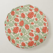 赤イチゴと緑離れの模様 ラウンドクッション (裏面)