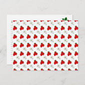 赤イチゴと花パターンレシピカード ポストカード (正面/裏面)