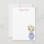 赤イチゴの水彩陶器の壷 サンキューカード (正面)