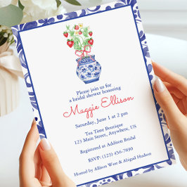 赤イチゴの水彩陶器の壷 招待状