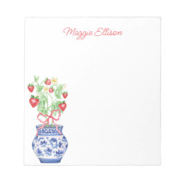 赤イチゴの陳腐な花瓶パーソナライズされた ノートパッド