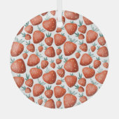 赤イチゴ白い背景シームレス ガラスオーナメント (正面)