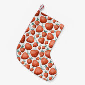赤イチゴ白い背景シームレス スモールクリスマスストッキング (正面 (吊り時))