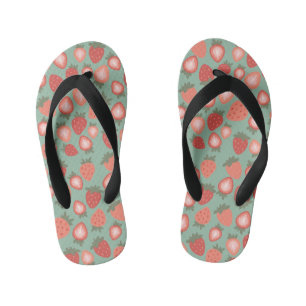 赤イチゴ継ぎ目パターン キッズビーチサンダル