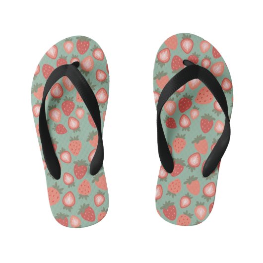 赤イチゴ継ぎ目パターン キッズビーチサンダル (フットベッド)