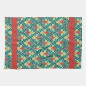 赤イチゴ、花、果実、ランナー キッチンタオル (横)