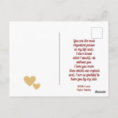 赤イニシャルとゴールドハートのバレンタインデー ポストカード (裏面)