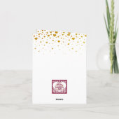 赤イニシャルとゴールドハートのバレンタインデー 招待状 (裏面)