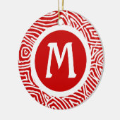 赤イニシャル セラミックオーナメント (左)