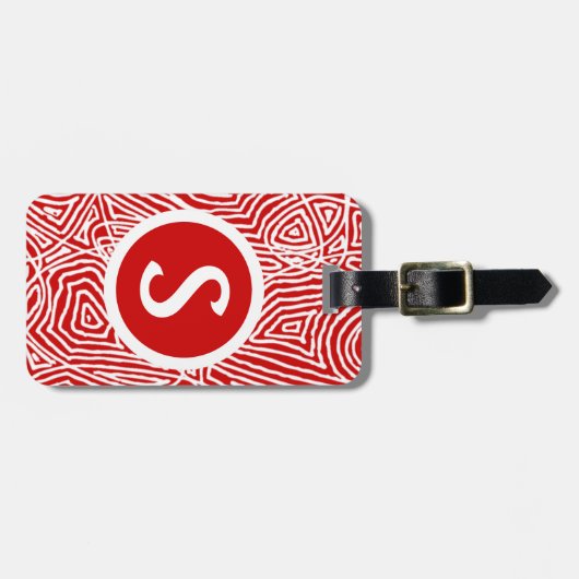 赤イニシャル ラゲッジタグ (正面横)