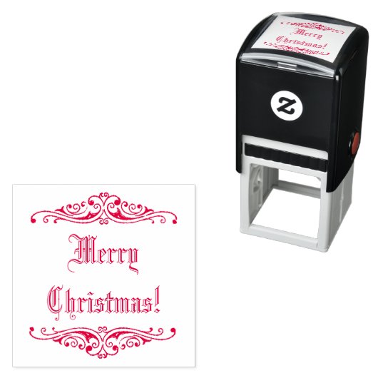 赤インクヴィンテージ休日グリーティングメリークリスマス！ セルフインキングスタンプ (インサイチュ)