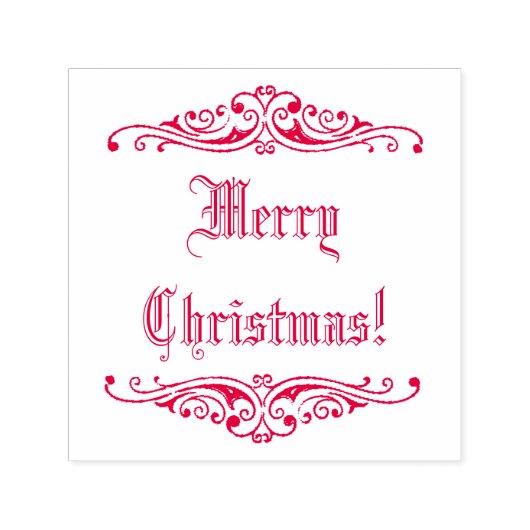 赤インクヴィンテージ休日グリーティングメリークリスマス！ セルフインキングスタンプ (デザイン)