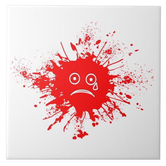 赤インク染み タイル (正面)