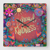 赤インスパイアく広がる優しさフローラ スクエア壁時計 (正面)