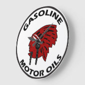 赤インディアンガソリンヴィンテージのタイン時計 ラージ壁時計 (傾斜)