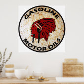 赤インディアンガソリンヴィンテージの看板さびれた。 ポスター (キッチン)