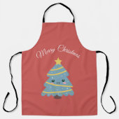 赤エプロンかわいいクリスマスツリー エプロン (正面)